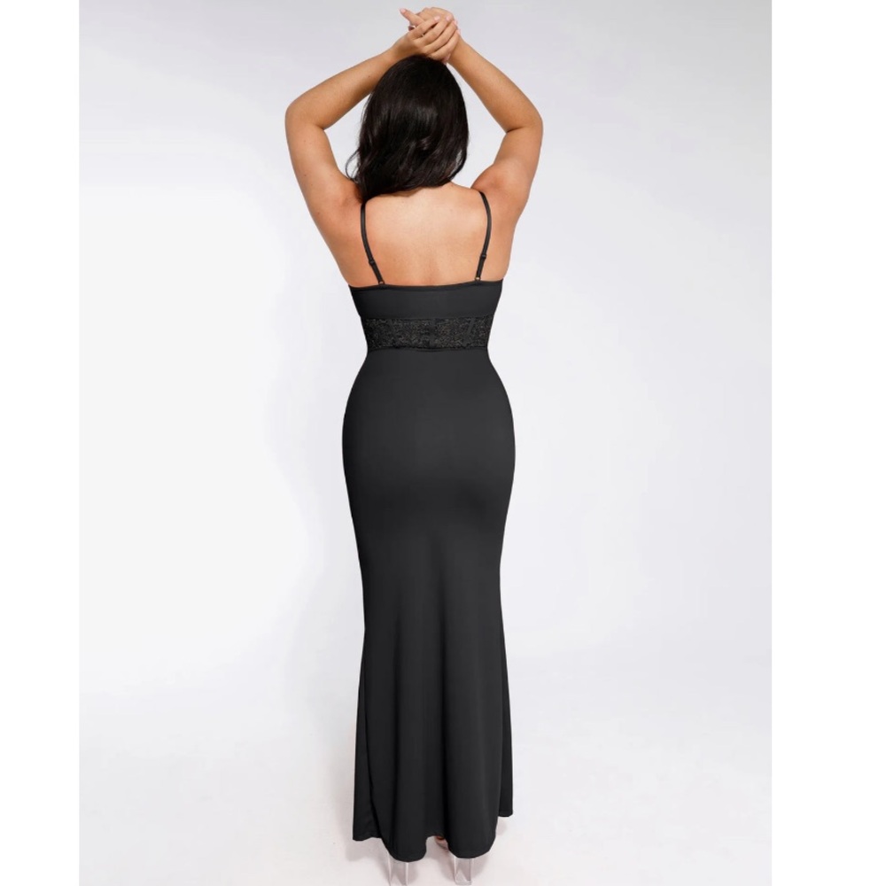 POPILUSH Shapewear Lace Inset Sculpting Mermaid Maxi Slip Dress - Picture 2 of 16